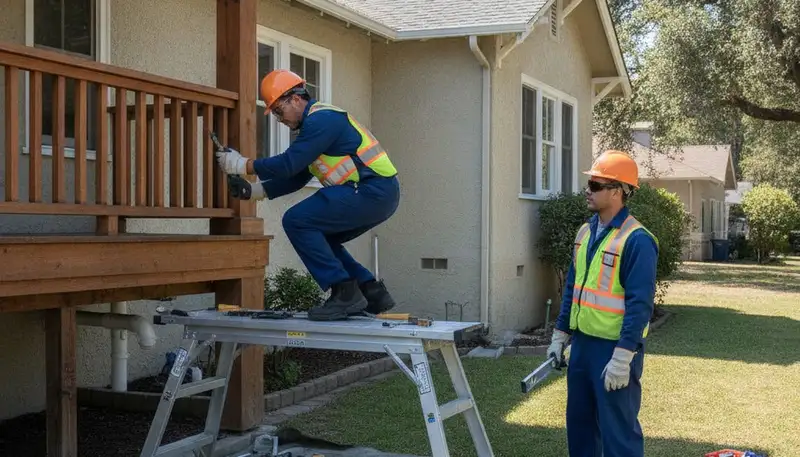 Stockton, CA plumbing repair technician on a service call for a local home plumbing issue