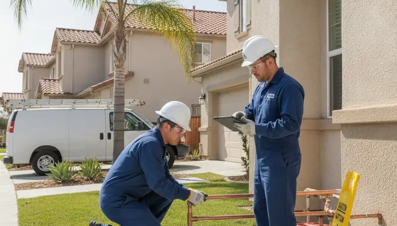 Stockton, CA plumber repairing a residential pipe for a plumbing repair service