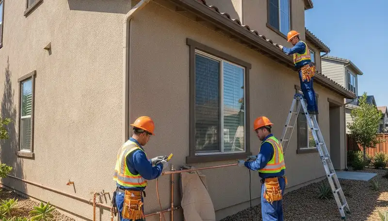 Stockton, CA plumber repairing a residential leak with professional plumbing tools