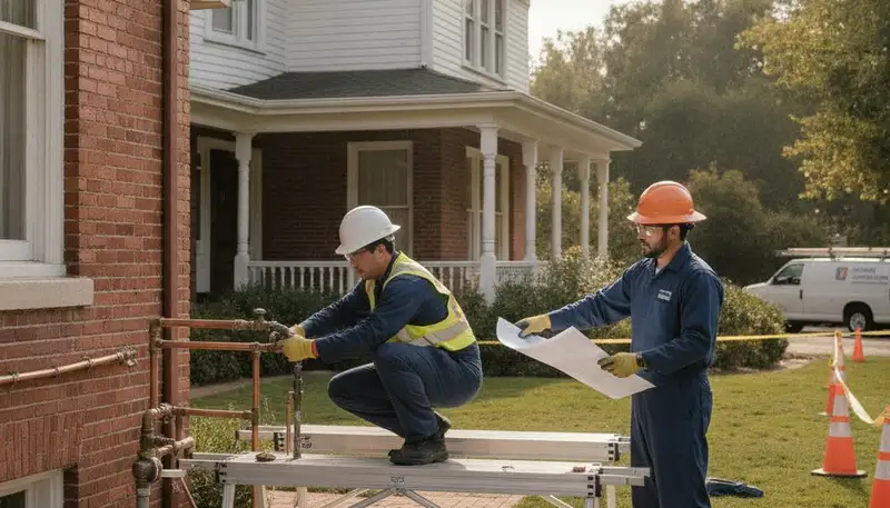 Stockton, CA plumber repairing a leaking pipe for a residential plumbing service