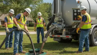 Septic pumping service truck for Stockton, CA homes by On Call Plumbers