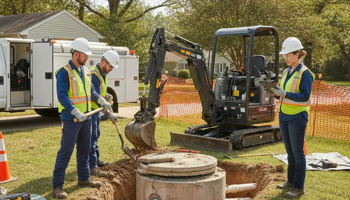 Septic repair service truck for Stockton, CA homes by On Call Plumbers
