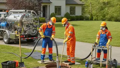 Stockton, CA plumber cleaning a septic tank for a residential plumbing service