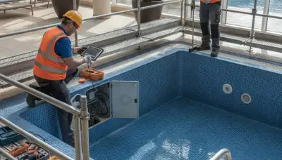 Stockton, CA plumber repairing a home spa for reliable plumbing service