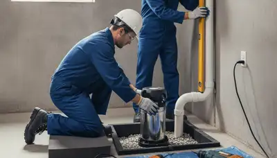 Stockton, CA plumber installing sump pump to protect homes from groundwater and rain damage